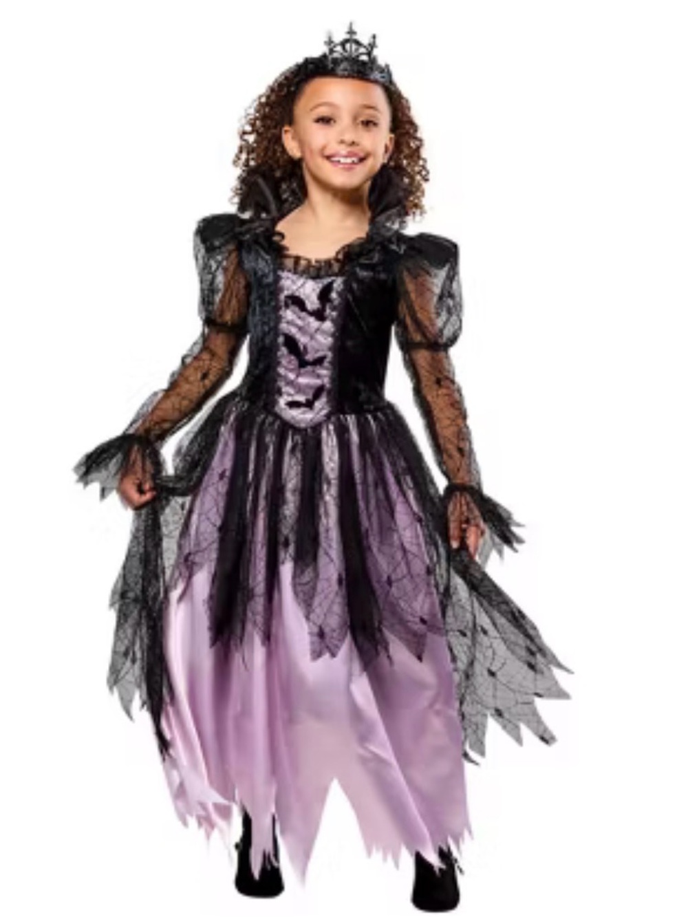 Girls' Purple and Black Spiderweb Gothic Queen Costume Dress